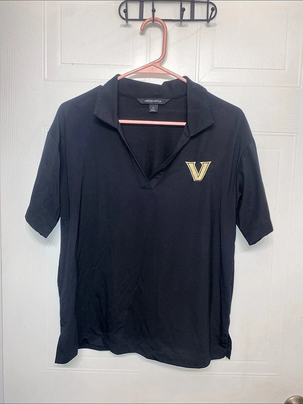Mercer+Prince Womens Black Vanderbilt Polo Size Medium